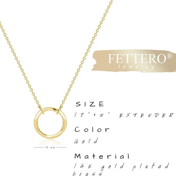 Dainty Open Circle Necklace in 14K Gold - Stylish Layered Moon Phase Jewelry - Picture 5 of 6